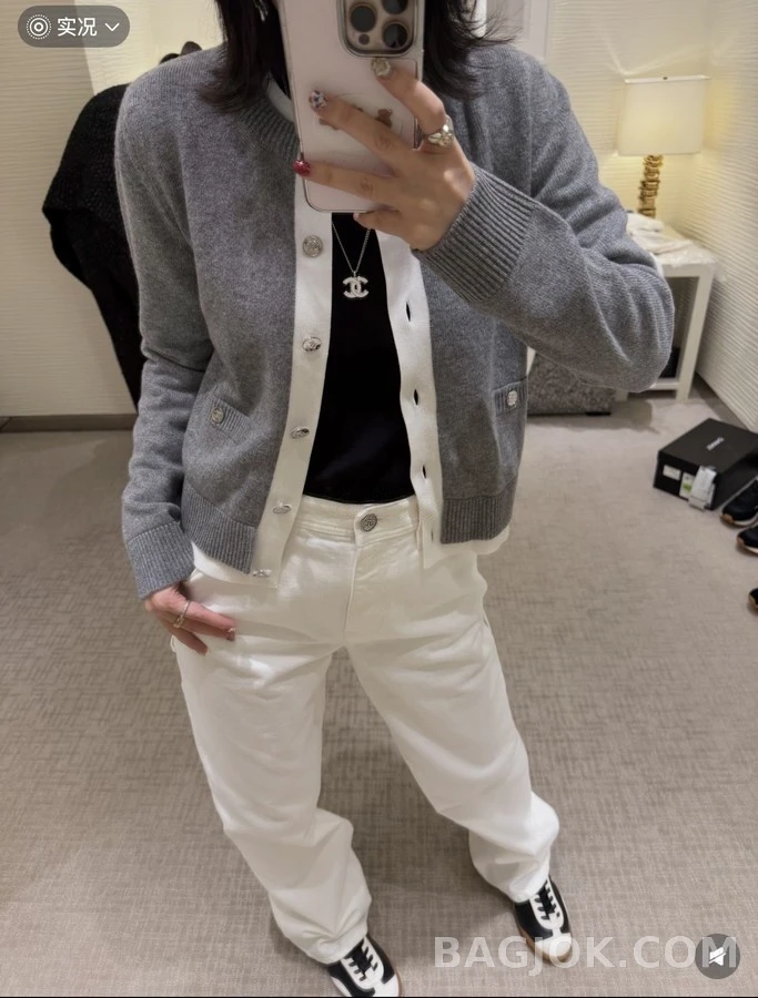 샤넬 샤넬 페이크 레이어드 울 가디건 상세 이미지