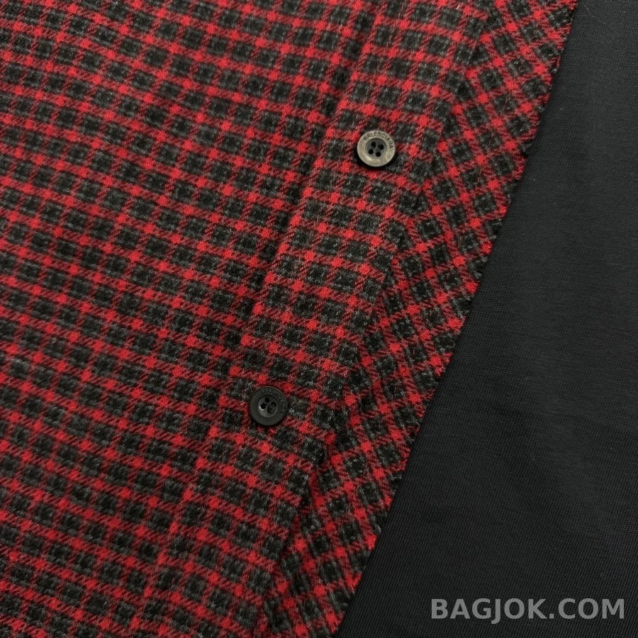 발렌시아가 발렌시아가 체크 스플릿 긴팔 티셔츠 상세 이미지
