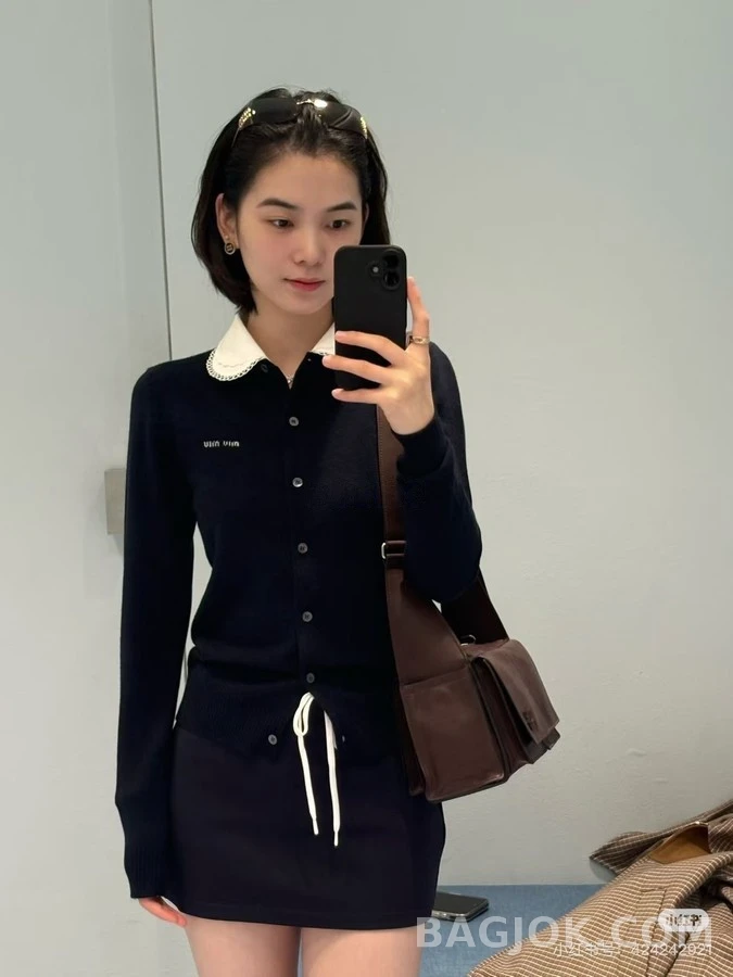 미우미우 미우미우 피터팬 카라 캐시미어 가디건 상세 이미지