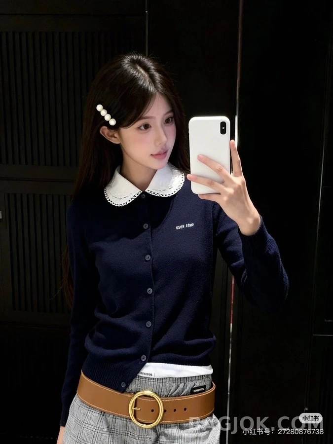 미우미우 미우미우 피터팬 카라 캐시미어 가디건 상세 이미지