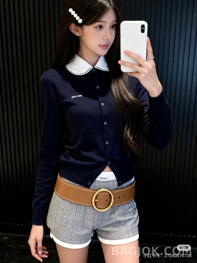 미우미우 미우미우 피터팬 카라 캐시미어 가디건 상세 이미지