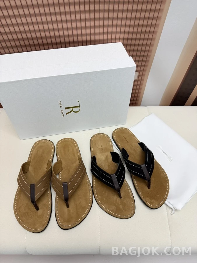 더로우 더로우 스티치 가죽 플립플랍 상세 이미지