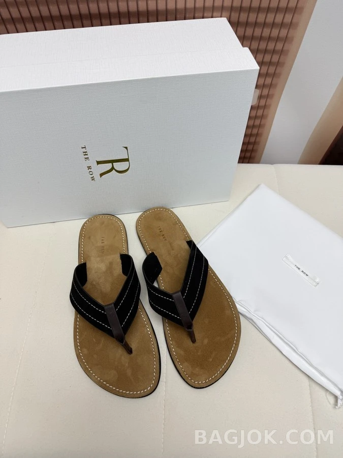 더로우 더로우 스티치 가죽 플립플랍 상세 이미지