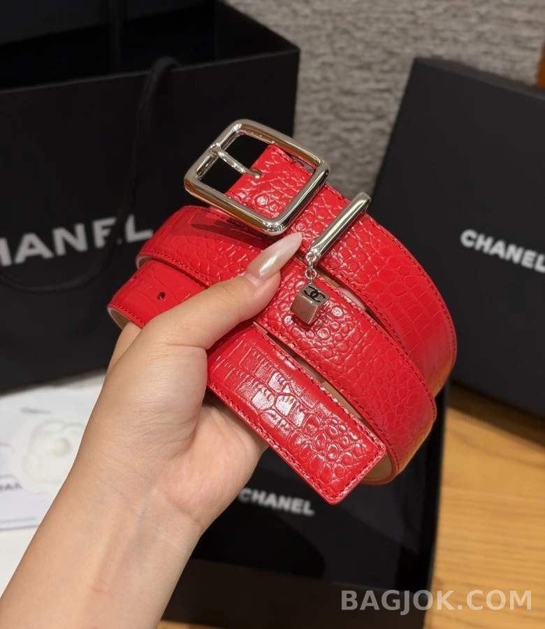 샤넬 샤넬 악어 엠보싱 참 벨트 상세 이미지