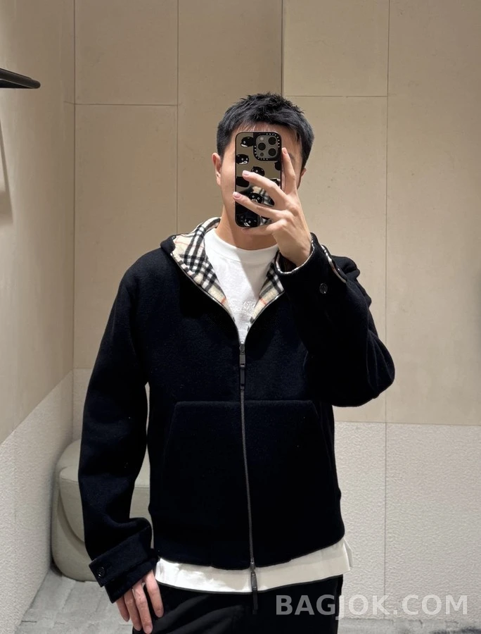 버버리 버버리 체크 실크 리버서블 후드 자켓 상세 이미지