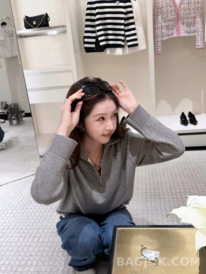 샤넬 샤넬 더블C 반집업 레이어드 니트 상세 이미지