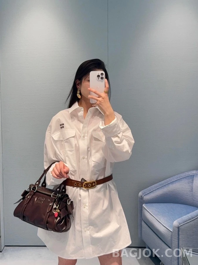 미우미우 미우미우 로고 포켓 워크웨어 셔츠 상세 이미지