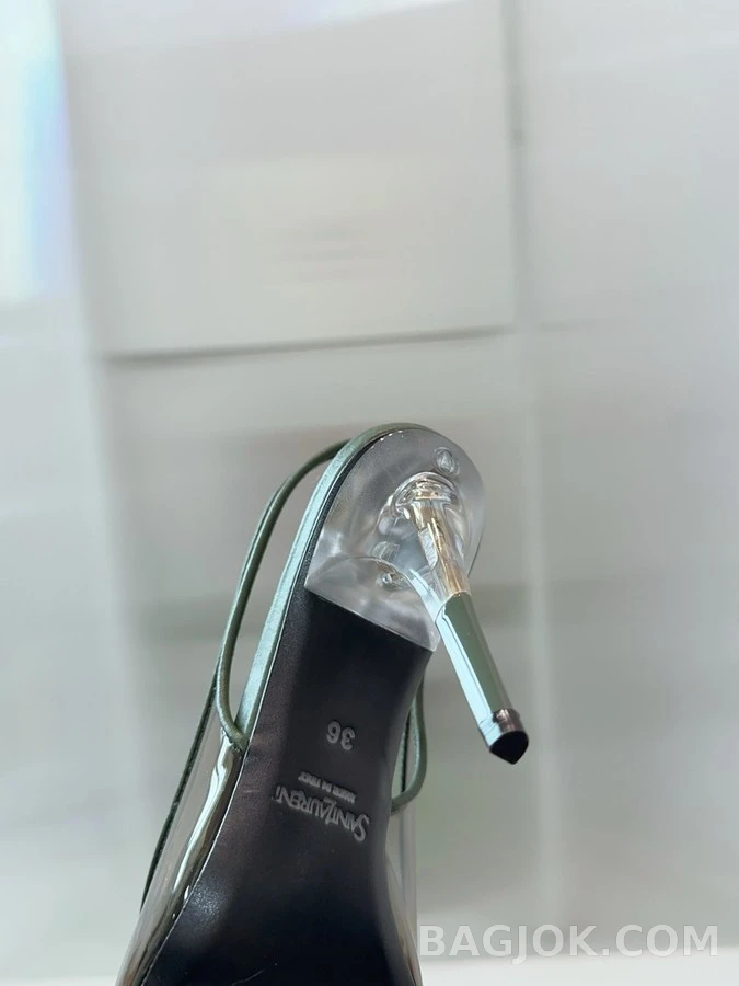 생로랑 세인트로랑 PVC 버클 슬링백 샌들 힐 상세 이미지
