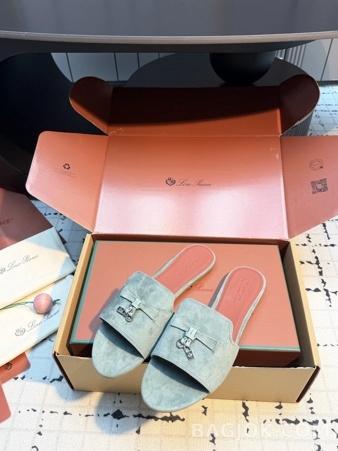 로로피아나 로로피아나 스웨이드 보우 슬라이드 샌들 상세 이미지