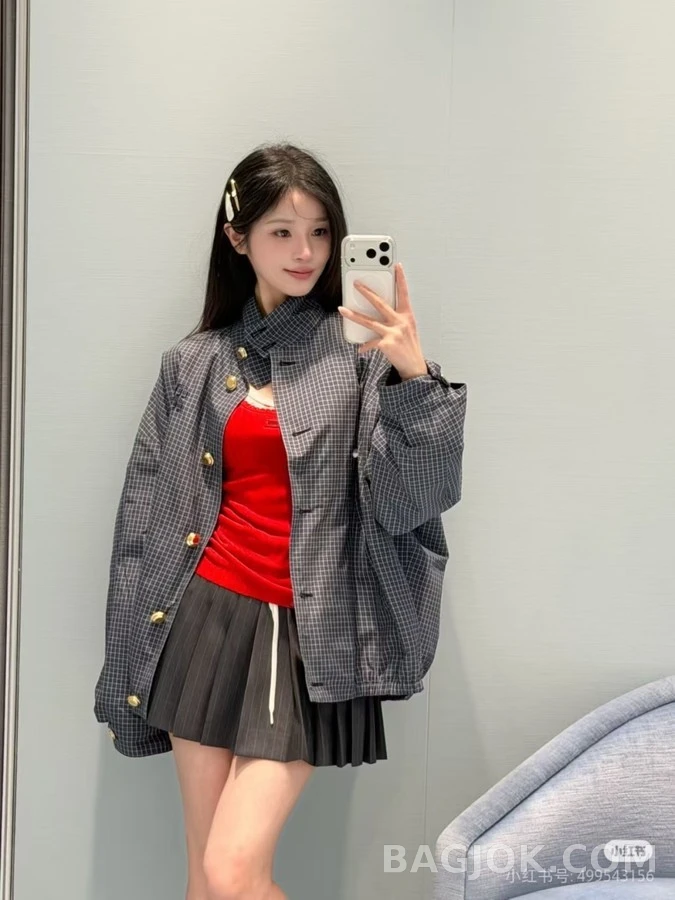 미우미우 미우미우 학원풍 격자무늬 셔츠 상세 이미지