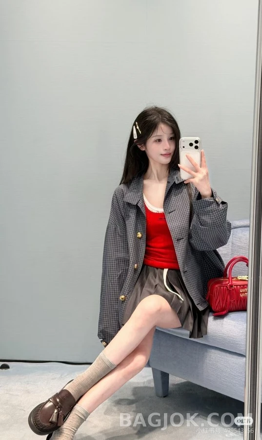 미우미우 미우미우 학원풍 격자무늬 셔츠 상세 이미지