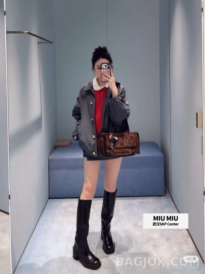 미우미우 미우미우 학원풍 격자무늬 셔츠 상세 이미지