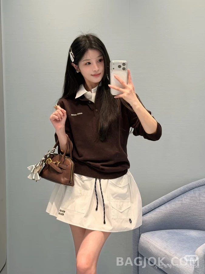 미우미우 미우미우 니트 폴로 긴팔 티셔츠 상세 이미지