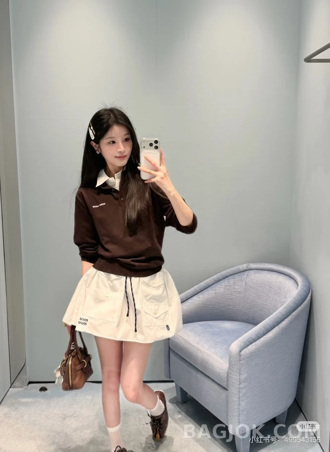 미우미우 미우미우 니트 폴로 긴팔 티셔츠 상세 이미지