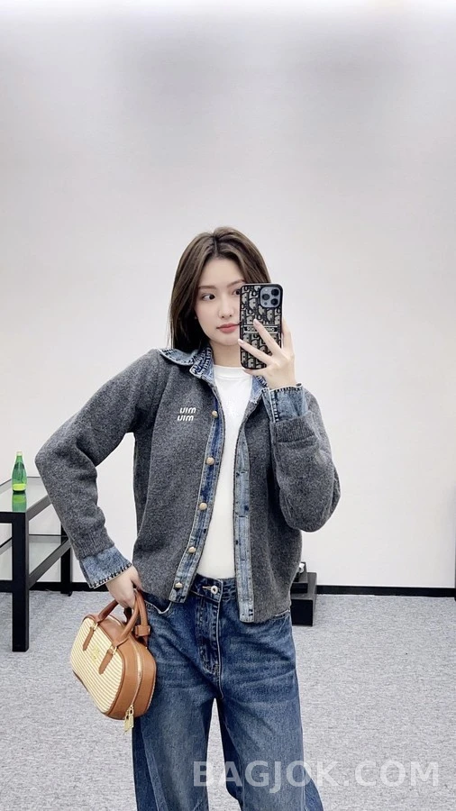 미우미우 미우미우 데님 콜라보 니트 가디건 상세 이미지
