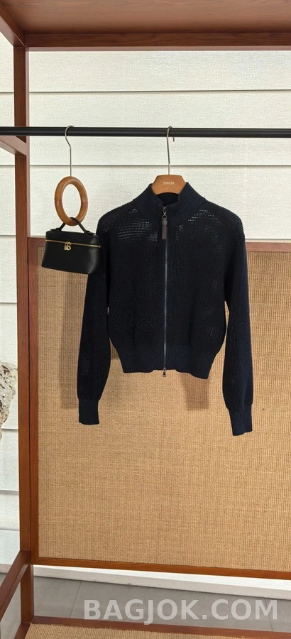 브루넬로 쿠치넬리 브루넬로 쿠치넬리 투웨이 지퍼 와플 크롭 짚업 가디건 상세 이미지