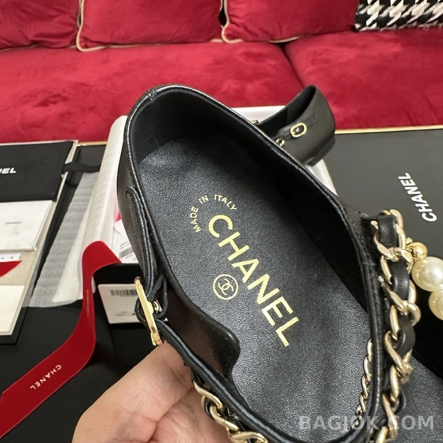 샤넬 샤넬 진주 체인 장식 메리제인 플랫 상세 이미지