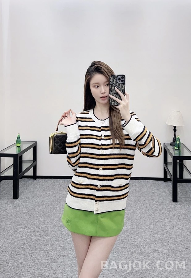 샤넬 샤넬 원넥 니트 스트라이프 가디건 상세 이미지