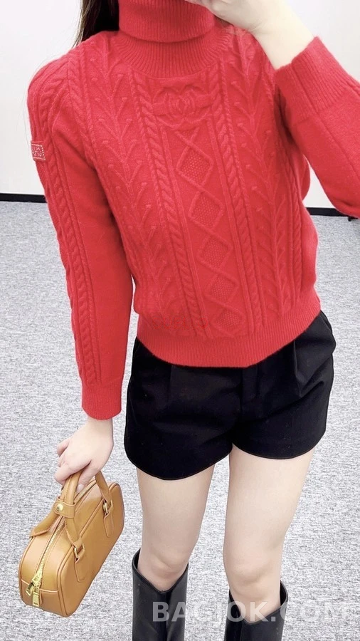 샤넬 샤넬 케이블 니트 터틀넥 스웨터 상세 이미지