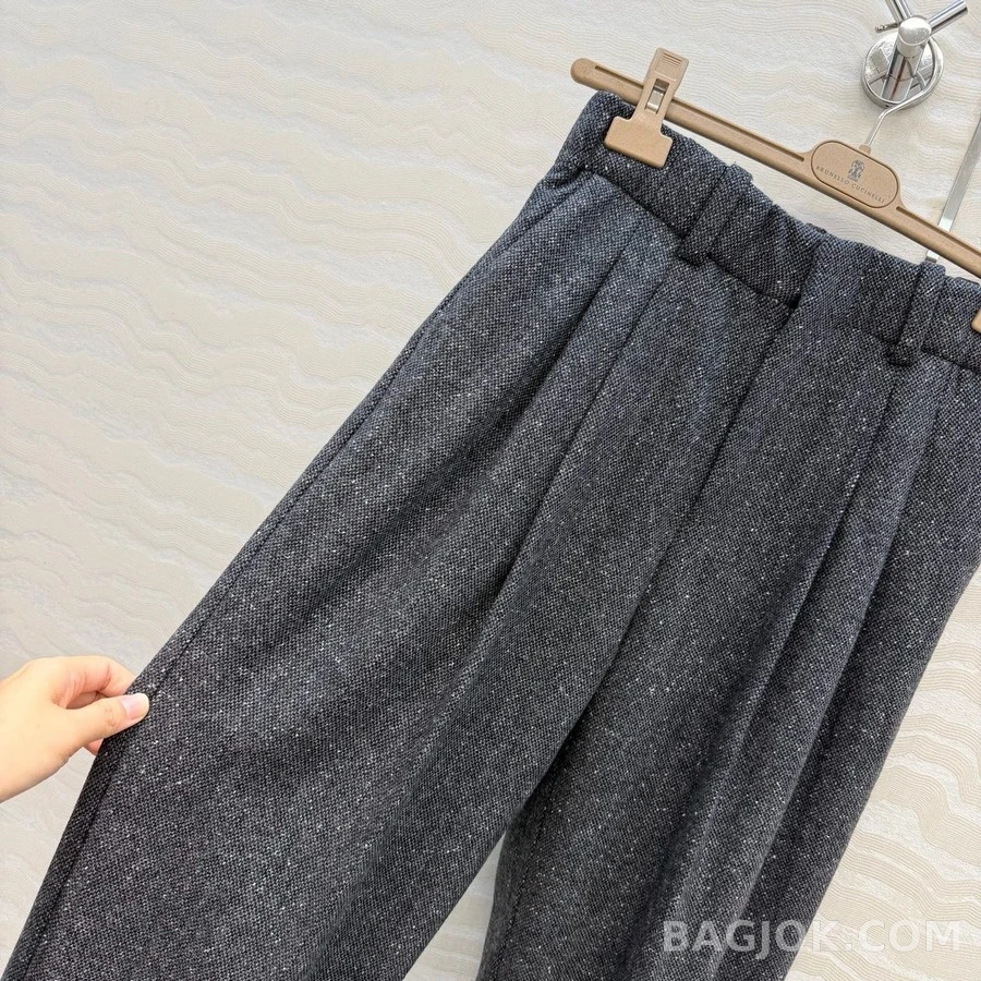 브루넬로 쿠치넬리 브루넬로 쿠치넬리 멜란지 울 플리츠 롤업 팬츠 상세 이미지