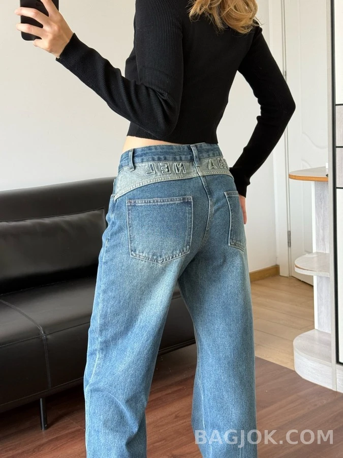 샤넬 샤넬 레터링 자수 스트레이트 데님 팬츠 상세 이미지