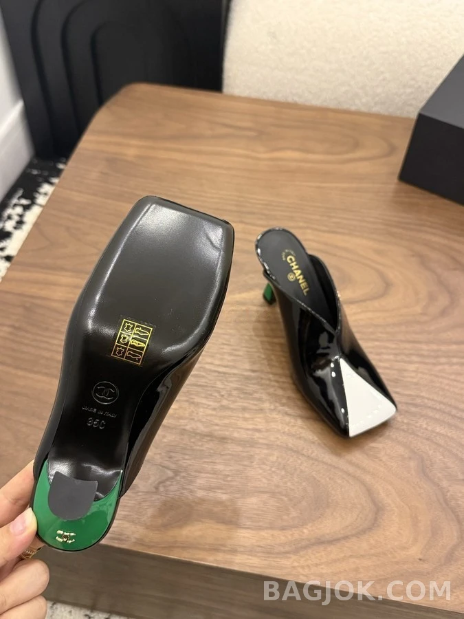 샤넬 샤넬 컬러 블록 스퀘어 토 힐 뮬 상세 이미지