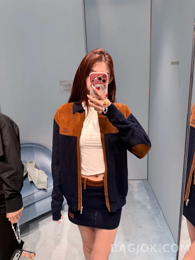 미우미우 미우미우 크로셰 스웨이드 미니 스커트 상세 이미지