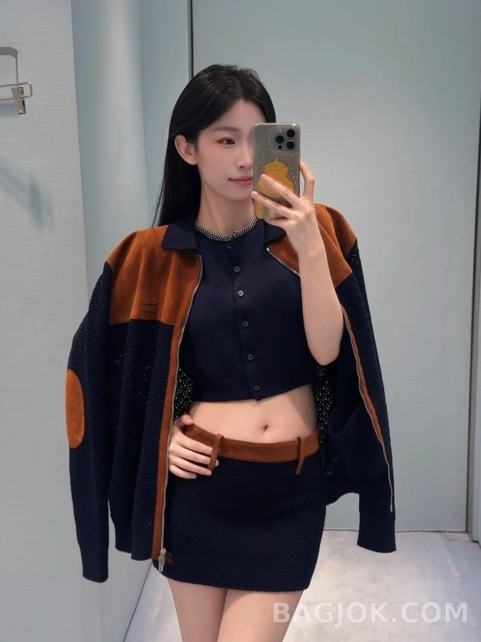 미우미우 미우미우 크로셰 스웨이드 미니 스커트 상세 이미지