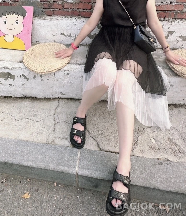샤넬 샤넬 퀼팅 더블 C 벨크로 샌들 상세 이미지