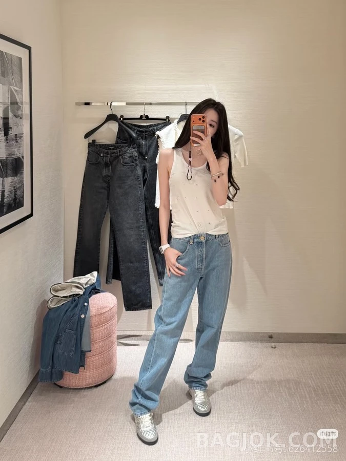 샤넬 샤넬 메탈 로고 스트레이트 데님 상세 이미지