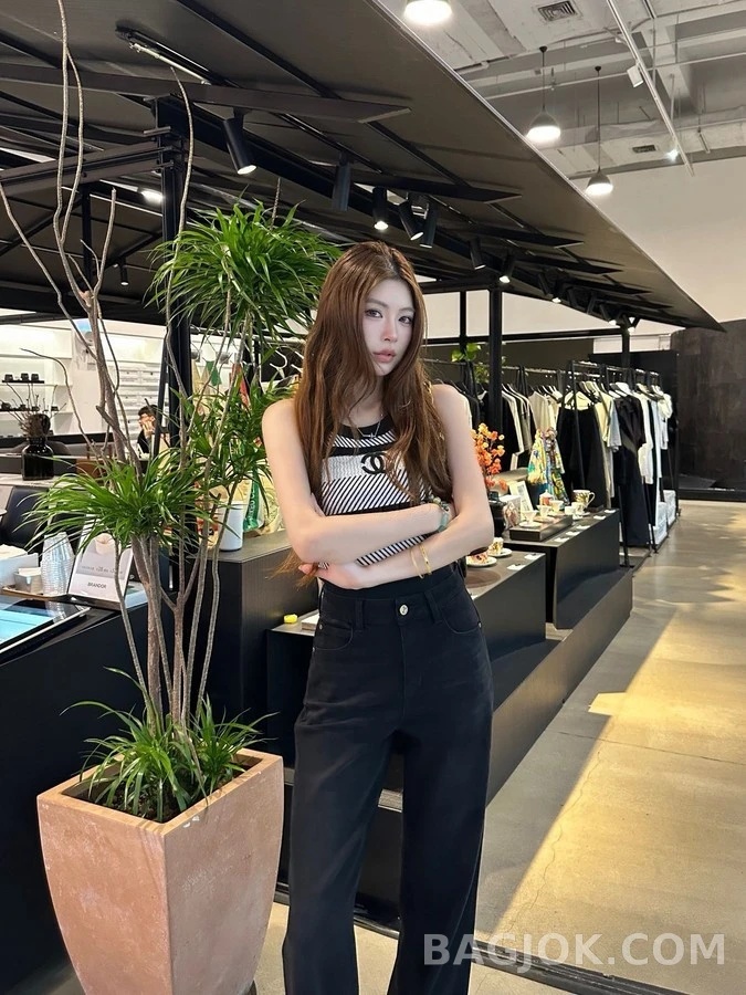 생로랑 세인트로랑 로고 와이드 데님 팬츠 상세 이미지