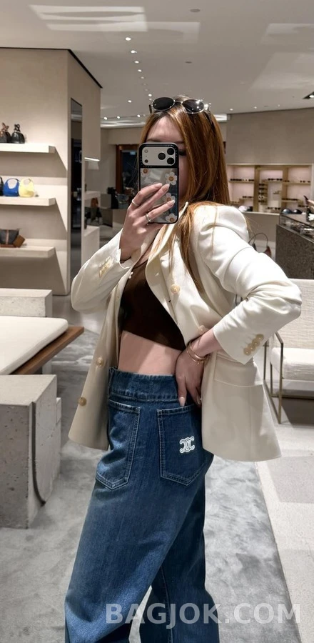셀린느 셀린느 트리옹프 로고 플레어 데님 팬츠 상세 이미지