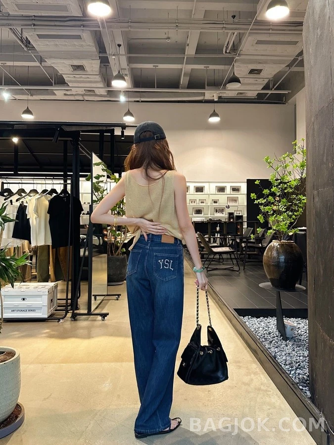 생로랑 세인트로랑 레터링 스트레이트 데님 팬츠 상세 이미지