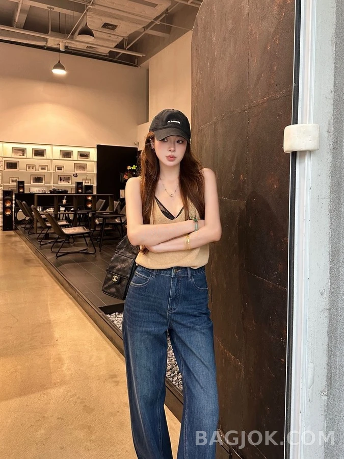 생로랑 세인트로랑 레터링 스트레이트 데님 팬츠 상세 이미지