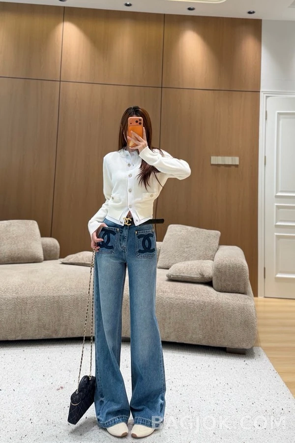 샤넬 샤넬 더블C 로고 포켓 데님 와이드 팬츠 상세 이미지