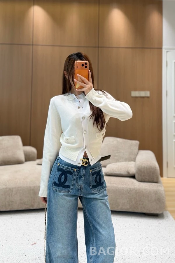 샤넬 샤넬 더블C 로고 포켓 데님 와이드 팬츠 상세 이미지