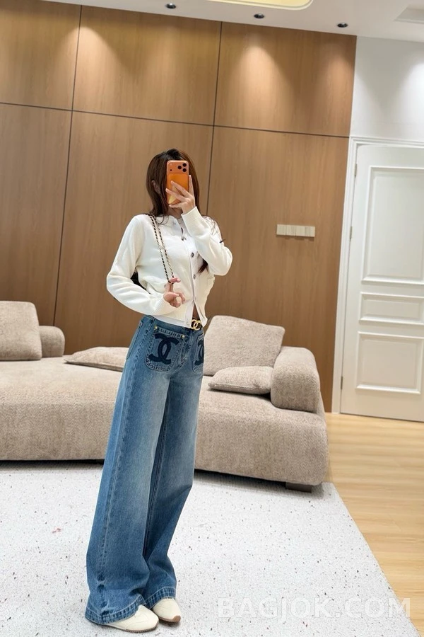 샤넬 샤넬 더블C 로고 포켓 데님 와이드 팬츠 상세 이미지