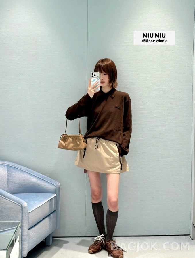 미우미우 미우미우 드로스트링 미니 스커트 상세 이미지
