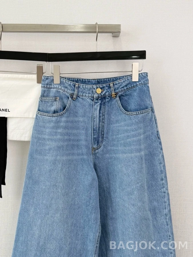 샤넬 샤넬 더블C 스티치 와이드 데님 팬츠 상세 이미지