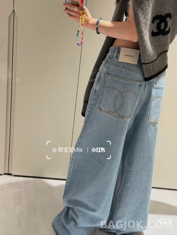 샤넬 샤넬 더블C 스티치 와이드 데님 팬츠 상세 이미지