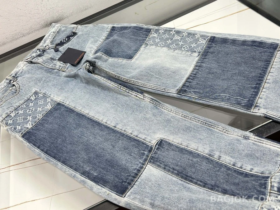 루이비통 루이비통 패치워크 워싱 와이드 데님 팬츠 상세 이미지