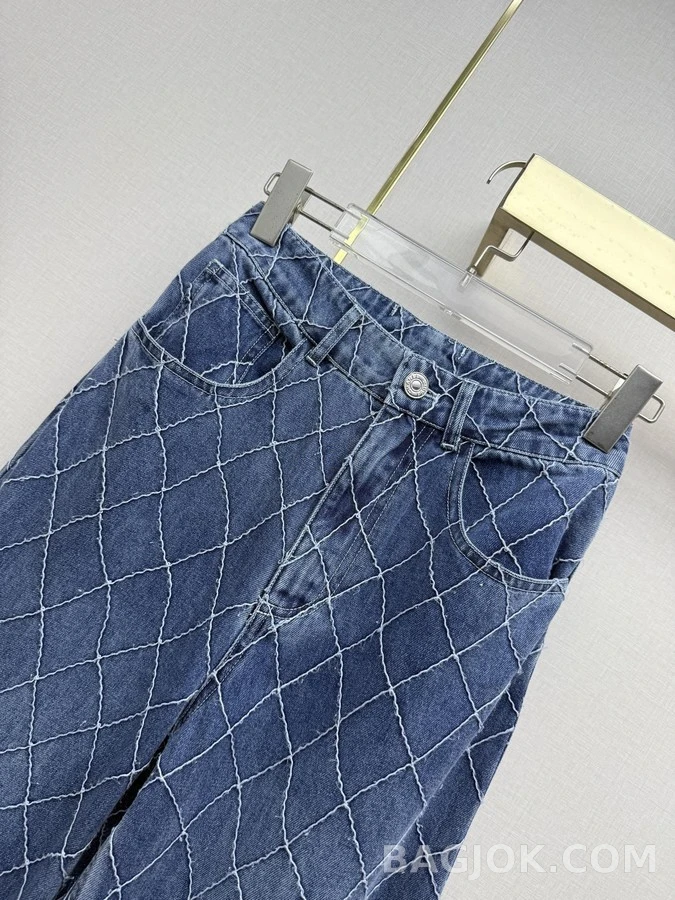 샤넬 샤넬 다이아몬드 퀼팅 데님 와이드 팬츠 상세 이미지