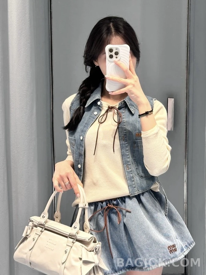 미우미우 미우미우 드로스트링 데님 벌룬 스커트 상세 이미지
