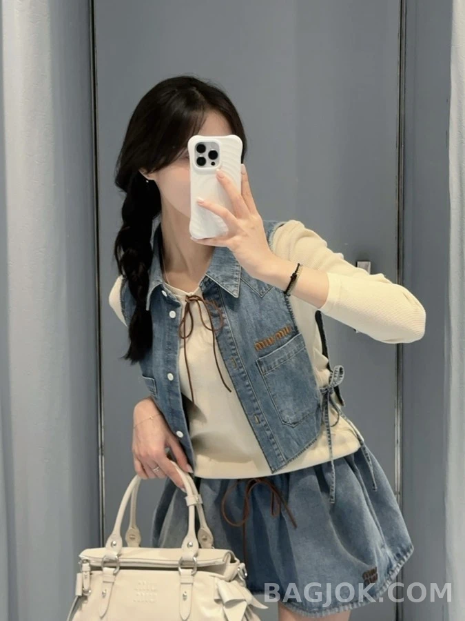 미우미우 미우미우 드로스트링 데님 벌룬 스커트 상세 이미지