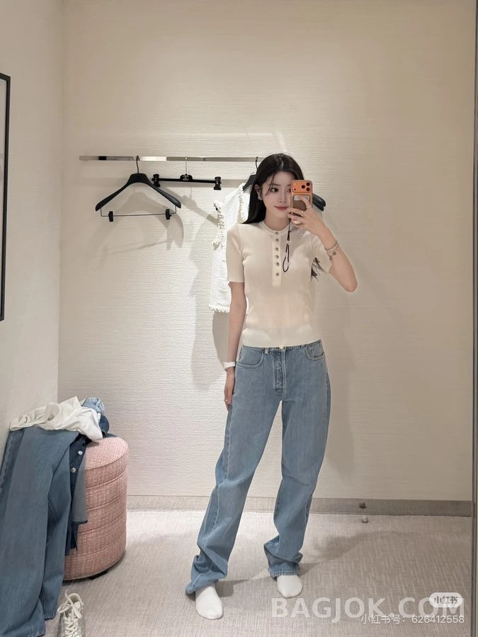 샤넬 샤넬 로고 와이드 데님 팬츠 상세 이미지