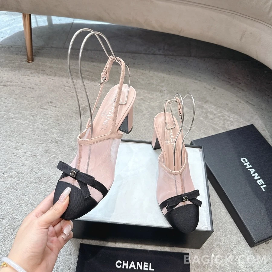 샤넬 샤넬 메쉬 보우 슬링백 힐 상세 이미지