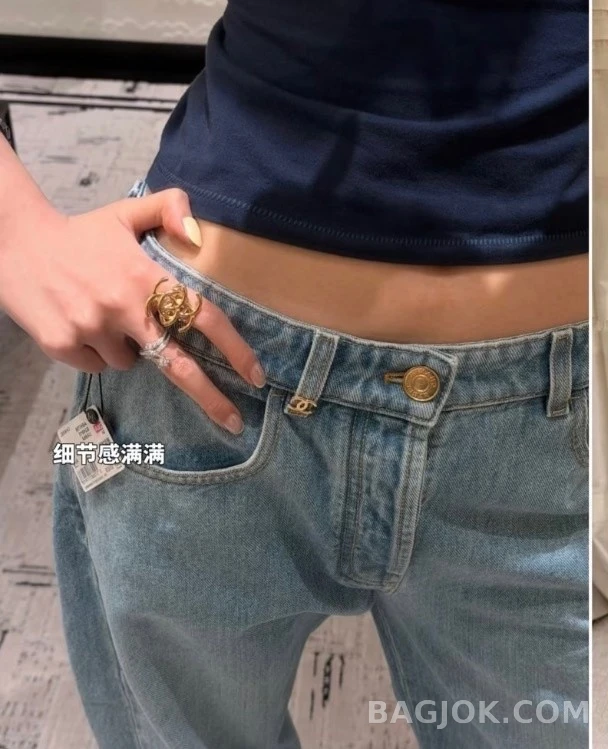 샤넬 샤넬 워싱 와이드 스트레이트 데님 팬츠 상세 이미지