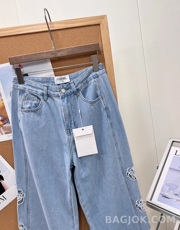 샤넬 샤넬 오픈워크 로고 데님 팬츠 상세 이미지