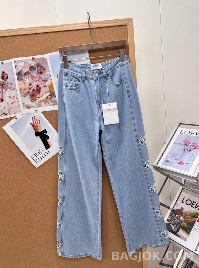 샤넬 샤넬 오픈워크 로고 데님 팬츠 상세 이미지