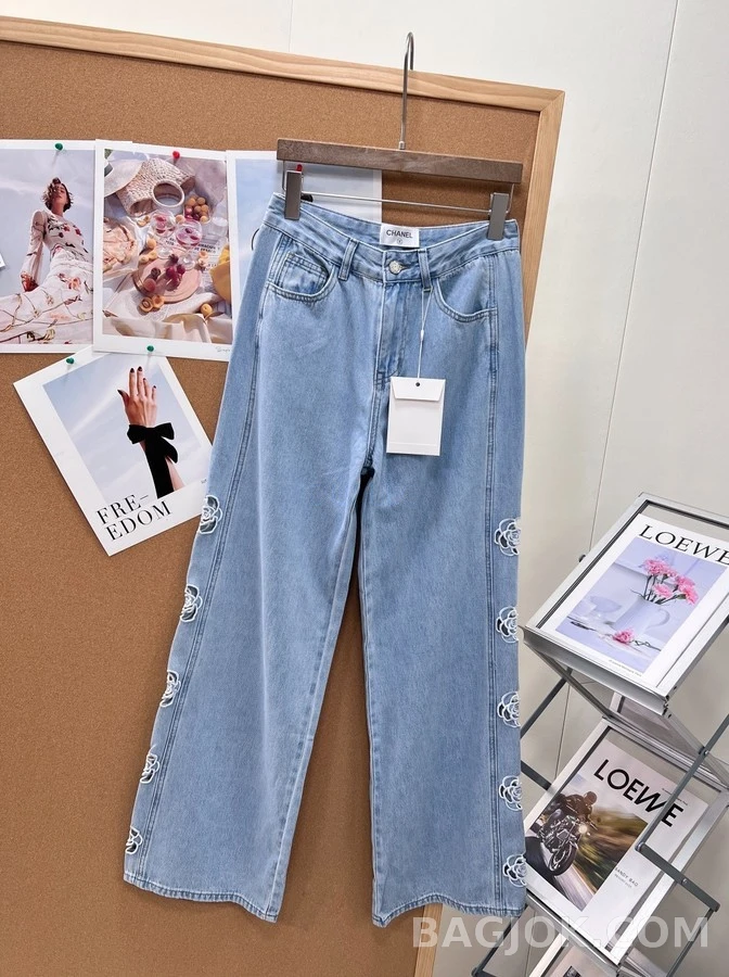 샤넬 샤넬 오픈워크 로고 데님 팬츠 상세 이미지